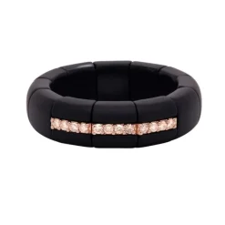 Anillo de cerámica negra, oro rosa y diamantes brown 0,24