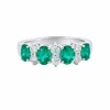 Anillo de oro blanco con diamantes 0,32 quilates y esmeraldas 1.10 quilates
