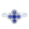 Anillo de oro blanco con diamantes 0,17 quilates y zafiro azul 0,83 quilates