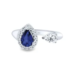 Anillo de oro blanco con brillantes 1,10 quilates y zafiros 1,83