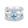 Anillo de oro blanco con diamantes 2.56 quilates y aguamarina 1.03 quilates
