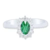 Anillo de oro blanco con diamantes 0.21 quilates y esmeralda 0.48 quilates