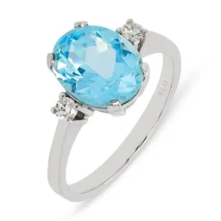 Anillo de oro blanco con aguamarina 2.28 quilates y diamantes 0.11 quilates