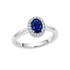 Anillo de oro blanco, diamantes 0.10 quilates y zafiro 0.58 quilates