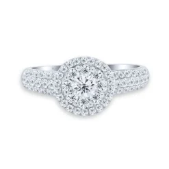 Anillo de oro blanco y diamantes talla brillante 0.96 quilates