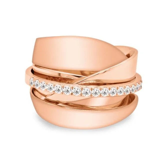 Anillo de oro rosa con diamantes talla brillante 0,33 quilates