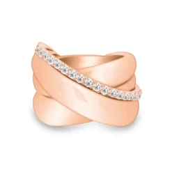 Anillo de oro rosa con diamantes talla brillante 0,45 quilates