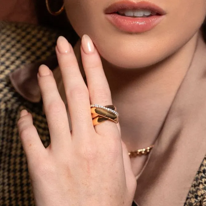 Anillo de oro rosa con diamantes talla brillante 0,45 quilates