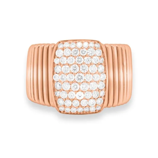 Anillo de oro rosa con diamantes talla brillante 0,96 quilates