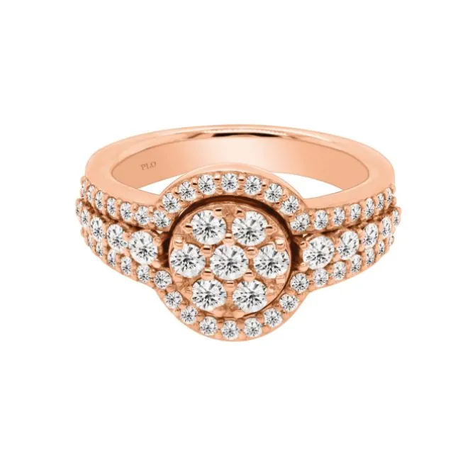 Anillo de oro rosa con diamantes talla brillante 1,24 quilates