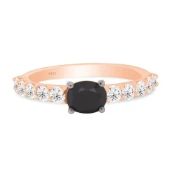 Anillo de oro rosa con diamantes blancos 0,68 quilates y diamante negro 0,89 quilates