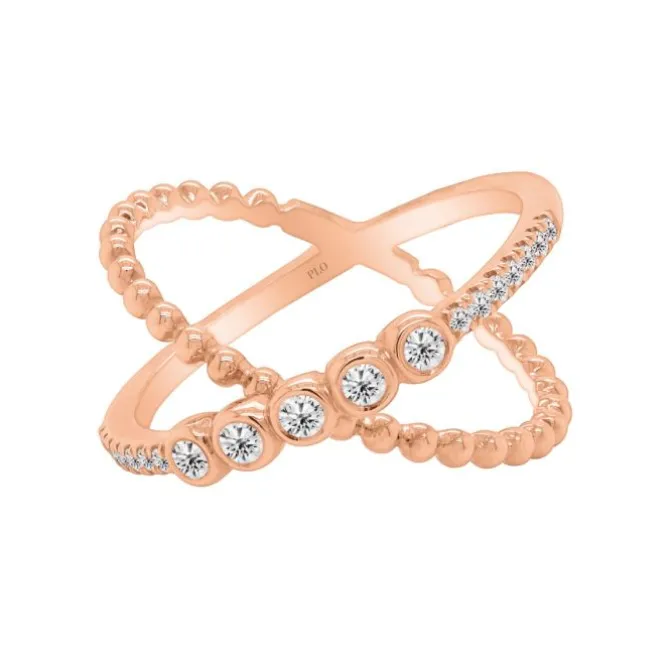 Anillo de oro rosa con diamantes talla brillante 0,28 quilates
