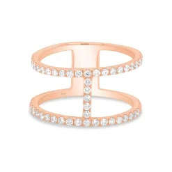 Anillo de oro rosa con diamantes talla brillante 0,53 quilates