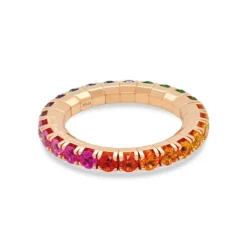 Anillo de oro rosa con zafiros multicolor 1,61 quilates y tsavoritas 0,31 quilates