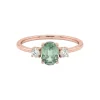 Anillo de oro rosa, diamantes 0.13 ct y zafiro 0.60 ct