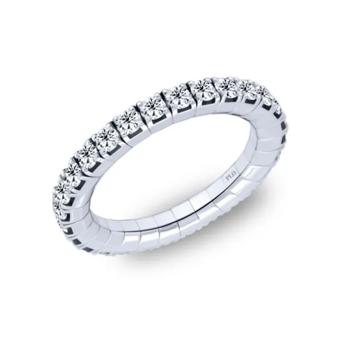 Anillo elástico de oro blanco y diamantes