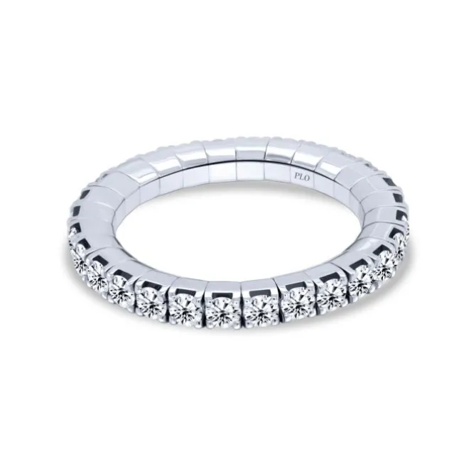 Anillo elástico de oro blanco y diamantes