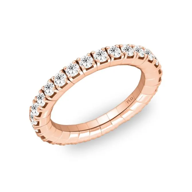 Anillo elástico de oro rosa y diamantes 1.28 quilates