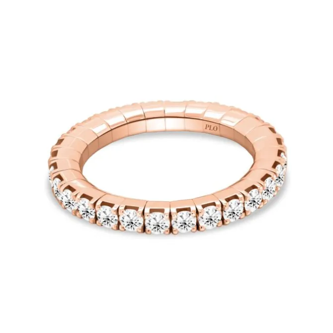 Anillo elástico de oro rosa y diamantes 1.28 quilates