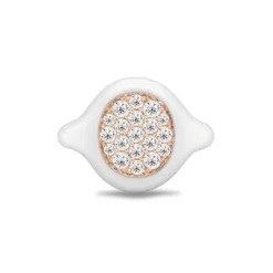 Anillo esmalte blanco con oro rosa y diamantes 0,49 quilates
