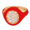 Anillo esmalte rojo, oro rosa y diamantes