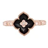Anillo flor de oro rosa con ónix 0.24 quilates y diamante 0.09 quilates
