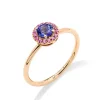 Anillo Mattioli cupido en oro rosa con tanzanita y zafiros rosados