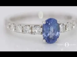 Anillo oro blanco con diamantes 0,52 quilates y zafiro 0,82 quilates