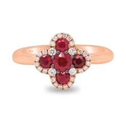 Anillo oro rosa con diamantes 0.18 quilates y rubíes 0.76 quilates