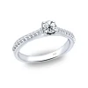 Anillo solitario de oro blanco y diamantes 0.48 quilates