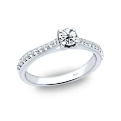 Anillo solitario de oro blanco y diamantes 0.48 quilates
