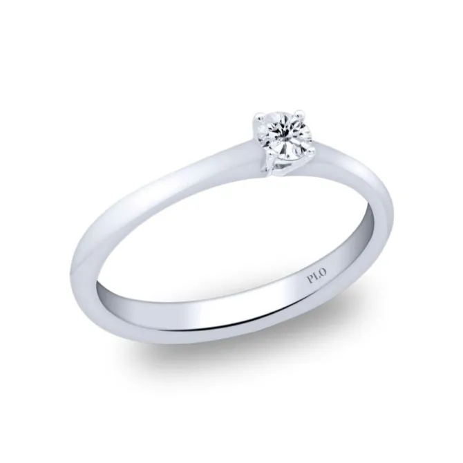 Anillo solitario de oro blanco y diamantes de 0.13 quilates