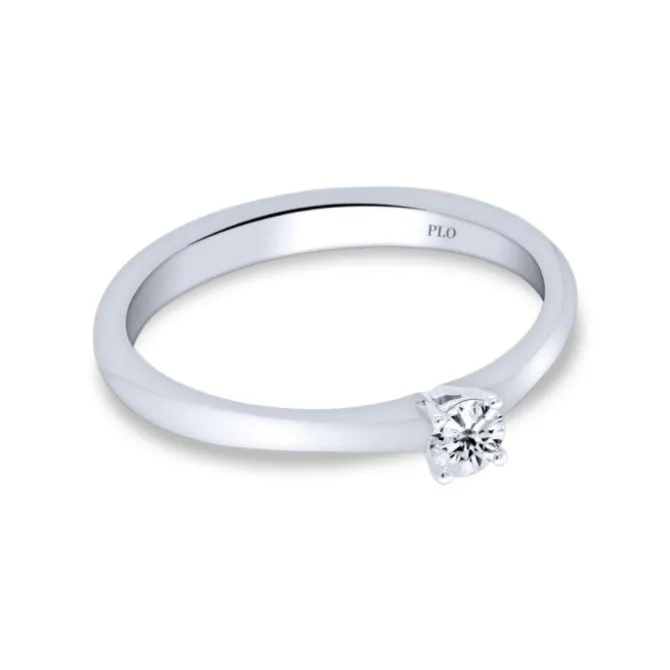 Anillo solitario de oro blanco y diamantes de 0.13 quilates