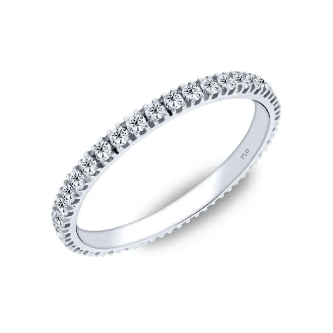 Anillo tipo alianza de oro blanco con diamantes 0.50 quilates