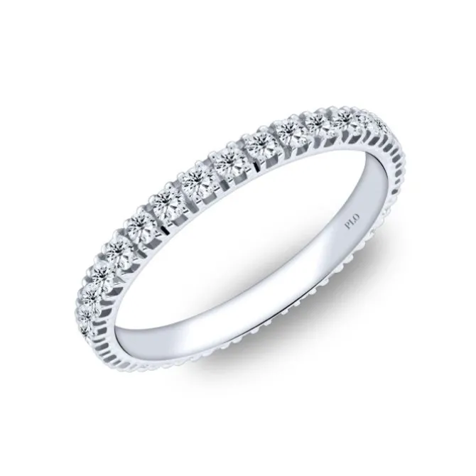 Anillo tipo alianza de oro blanco con diamantes 0.75 quilates