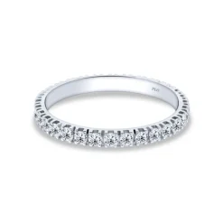 Anillo tipo alianza de oro blanco con diamantes 0.75 quilates