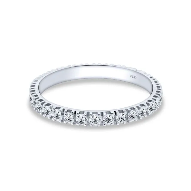 Anillo tipo alianza de oro blanco con diamantes 0.75 quilates