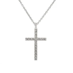 Colgante Cruz de oro blanco y diamantes de 0.07 quilates