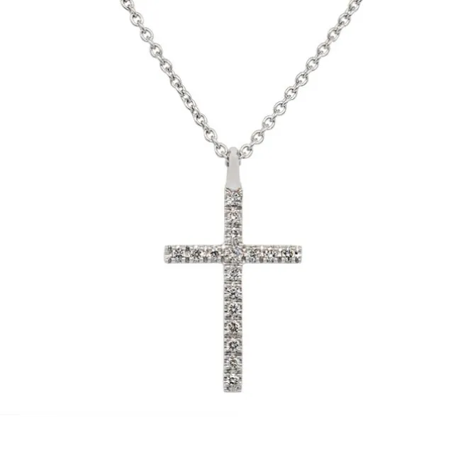 Colgante Cruz de oro blanco y diamantes de 0.07 quilates