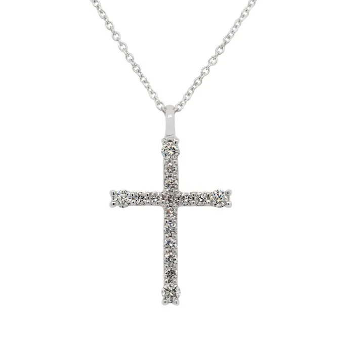 Colgante Cruz de oro blanco y diamantes de 0.18 quilates