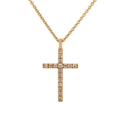 Colgante Cruz de oro rosa y diamantes de 0.07 quilates