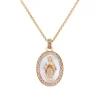 Colgante de la Virgen María en nácar, oro rosa y diamantes de 0,22 quilates