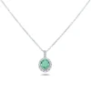 Colgante de oro blanco con diamantes 0.10 quilates y esmeralda 0,36 quilates