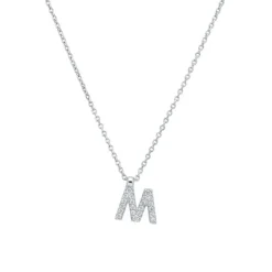 Colgante de oro blanco con inicial M diamantes