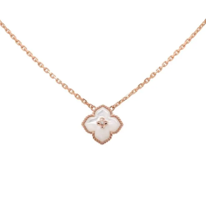 Colgante de oro rosa con flor de madreperla 1.80 quilates