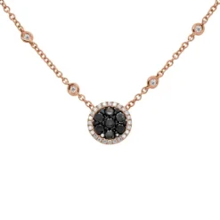 Colgante de oro rosa con diamantes blancos y diamantes negros 1.09 quilates
