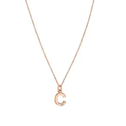 Colgante de oro rosa con inicial "C" y diamante