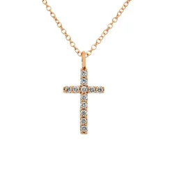Colgante Oro Rosa con Cruz de diamantes talla brillante 0.10 quilates