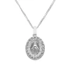 Colgante ovalado de oro blanco con Virgen y diamantes 0,10 quilates