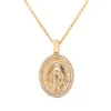 Colgante ovalado de oro rosa con Virgen y diamantes de 0,15 quilates